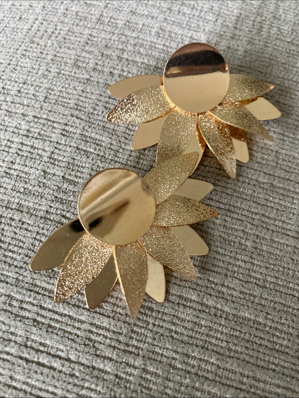 Golden Lotus Flower Statement Earrings - Women Accessories